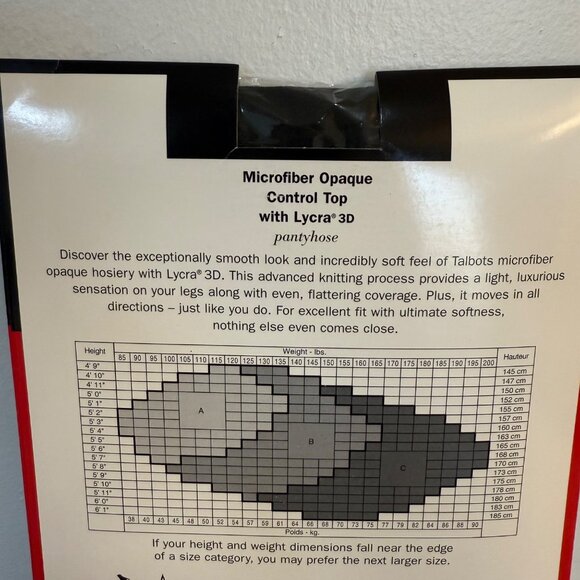 Talbots Microfiber Opaque Control Top Pantyhose Lycra 3D Size A Loden VTG Hose - Picture 7 of 9